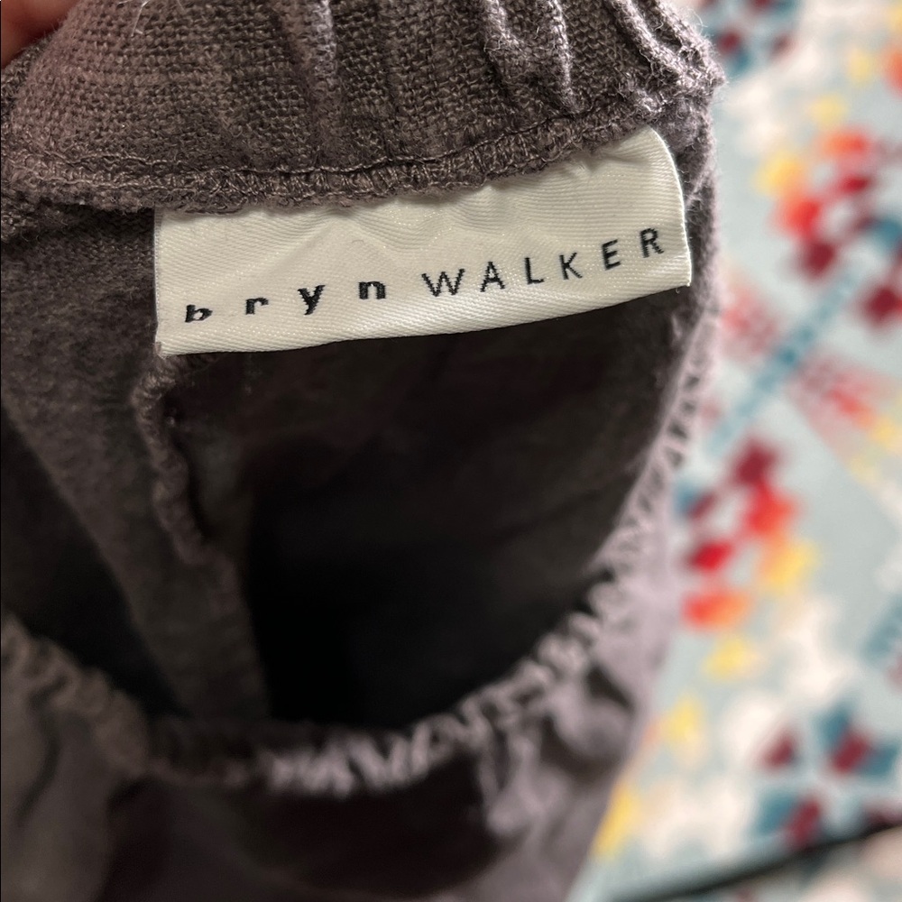 Bryn Walker gray linen loose wide pants cropped - Picture 2 of 5